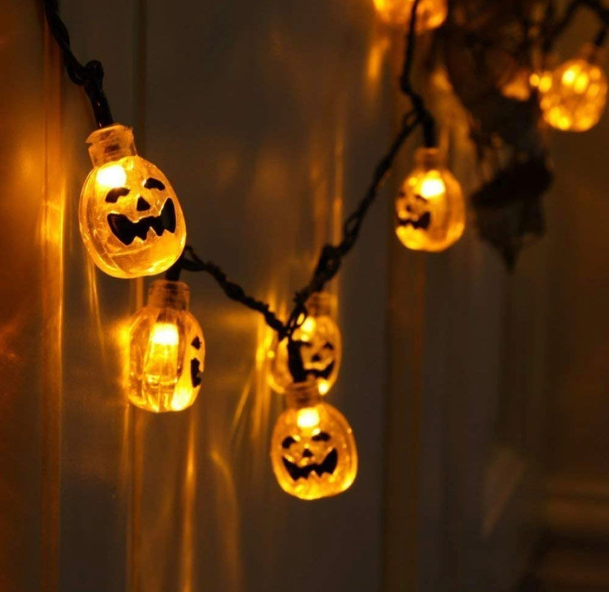 Halloween Pumpkin Solar Powered String Lights Eurus Home 33 ft 50 LED Halloween Lights with 8 Lighting Modes IP65