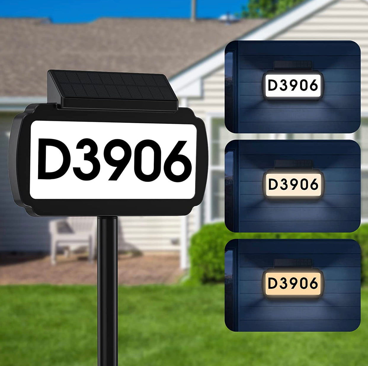 Solar Lighted House Address Numbers Sign, Solar Powered House Numbers Light