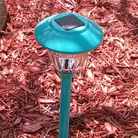 10 Pack Solar Pathway LED Lights Outdoor-Stainless Steel ( Turquoise )