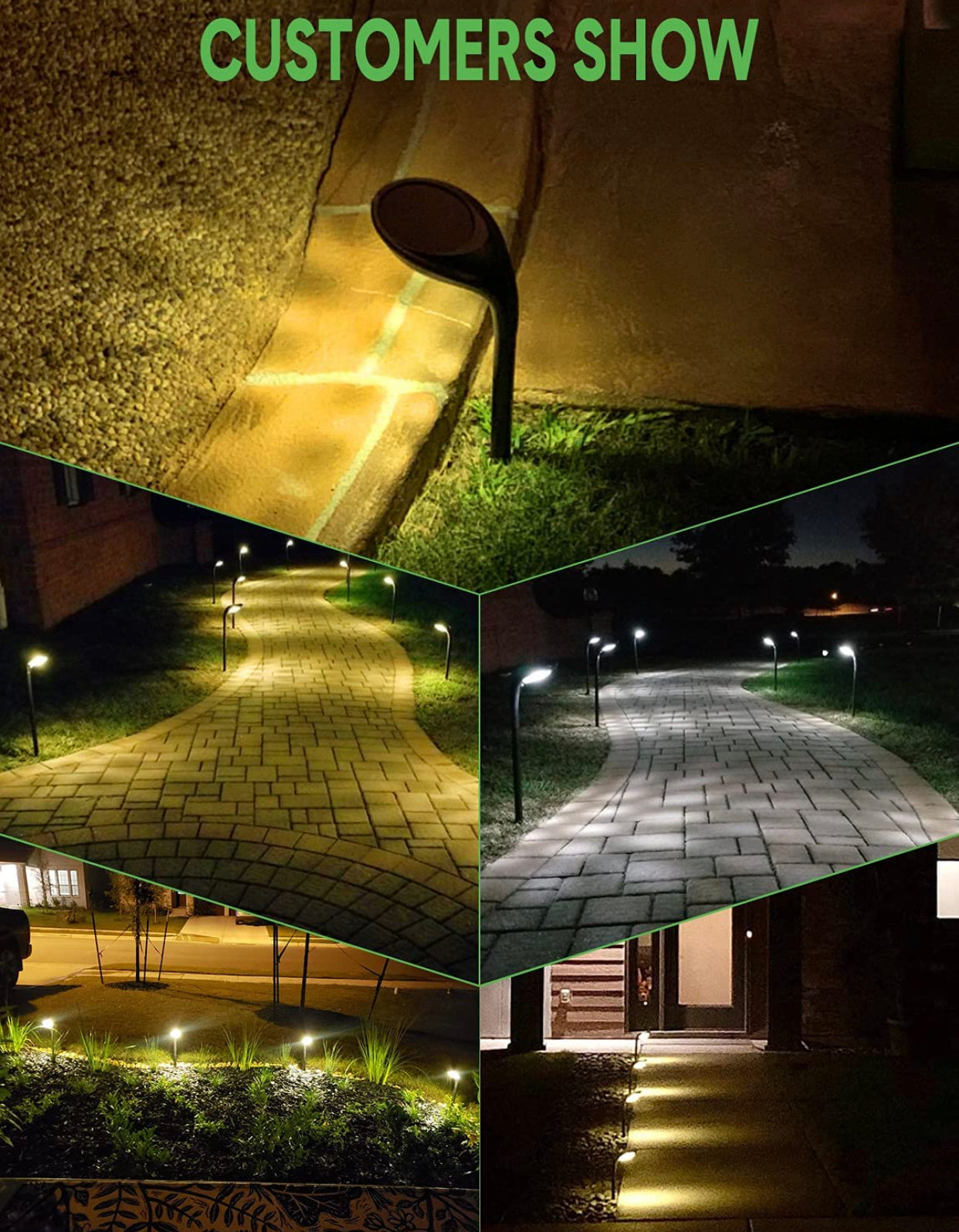 SmartYard Solar Pathway Lights, 4-Pack Color Glow Solar Garden Lights  LED Landscape Lighting, Auto Color Changing & Fixed