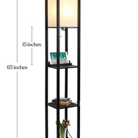 Floor Lamp Charger - Shelf Floor Lamp with USB Charging Ports and Electric Outlet