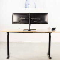 Freestanding Dual Monitor Stand with Sleek Glass Base and Adjustable ArmsHeave Duty , Mounts 2 Screens