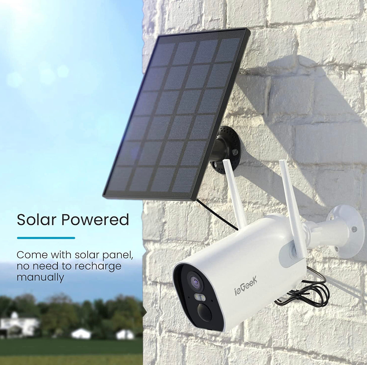 Security Cameras Wireless Outdoor, 2K Solar Powered Outdoor Security Cameras with Spotlight & Siren