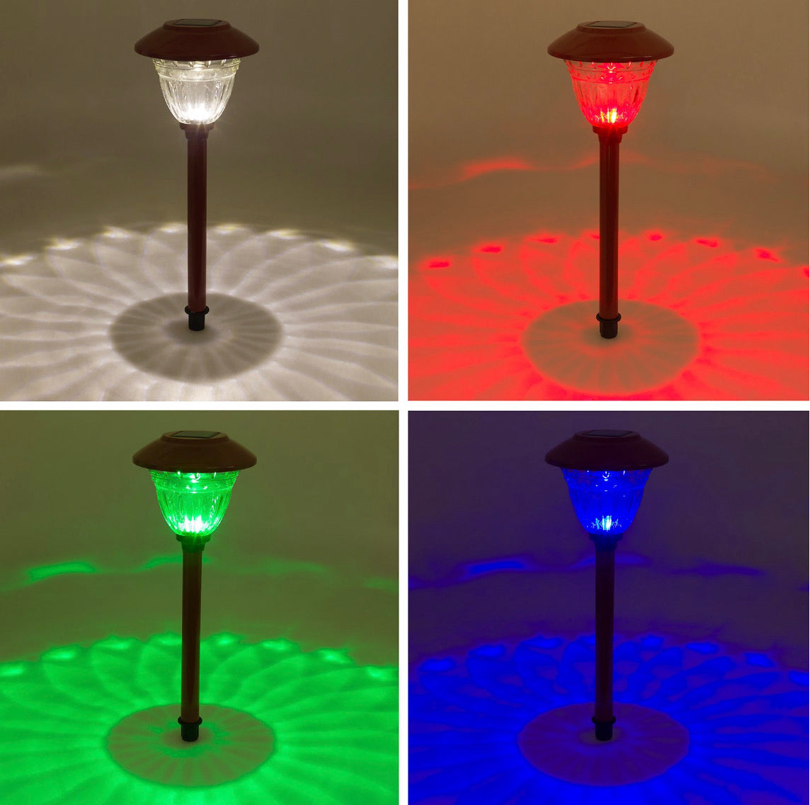 NEW LED Energizer 8 Pack Color On Demand Solar Pathway Lights Outdoor-Stainless Steel ( Red )