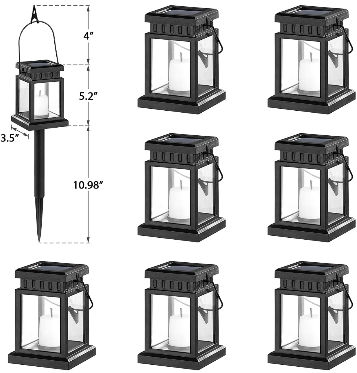 SmartYard Solar Hanging Lantern Outdoor, 8 Pack Solar Pathway 10 lumen Lights Candle Effect Light- Warm White