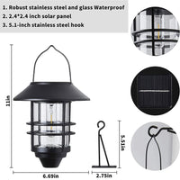 2 Pack Security Solar Hanging Lanterns Outdoor, Solar Wall Lights Outdoor, Solar Porch Lights Outdoor Lanterns 15 Lumen Heavy Glass & Stainless