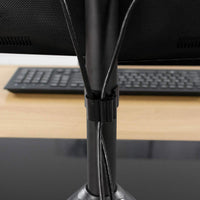 Freestanding Dual Monitor Stand with Sleek Glass Base and Adjustable ArmsHeave Duty , Mounts 2 Screens