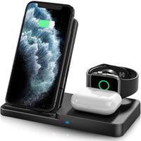 Wireless Charger, Qi-Certified Fast Wireless Charging Station for AirPods/Apple Watch Series/iPhone