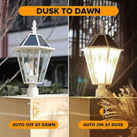 SmartYard LED Post Solar Light Outdoor,Dusk to Dawn Vintage Street Lights, 300LM, 2700K,Cast Aluminum