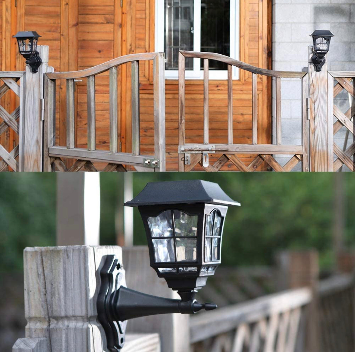 SmartYard 4 Pack Solar Wall Lantern Outdoor Wall Sconce 15 Lumens Solar Outdoor Christmas Led Light Fixture with Wall Mount Kit