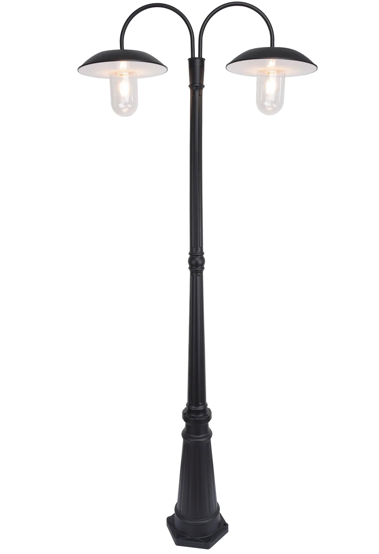 SmartYard Dual Head Solar Outdoor Post Light, Dusk to Dawn, Bulbs Included, Black(Head & Pole)