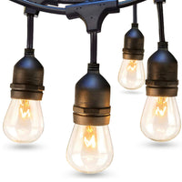 48 Ft Waterproof LED Outdoor String Lights - Hanging, Dimmable 2W Vintage Edison Bulbs