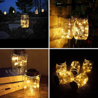 Davinci Solar Mason Jar Lights [Updated], 8 Pack 20 LED Waterproof Fairy Firefly Jar Lids String Lights with Hangers