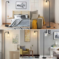 Industrial Floor Lamp, Modern Standing Lamps with Hanging Clear Glass Shade