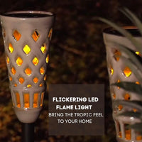 Energizer LED Ceramic Solar Tiki Torch Lights Dancing Lights Outdoor Waterproof 2 Pack