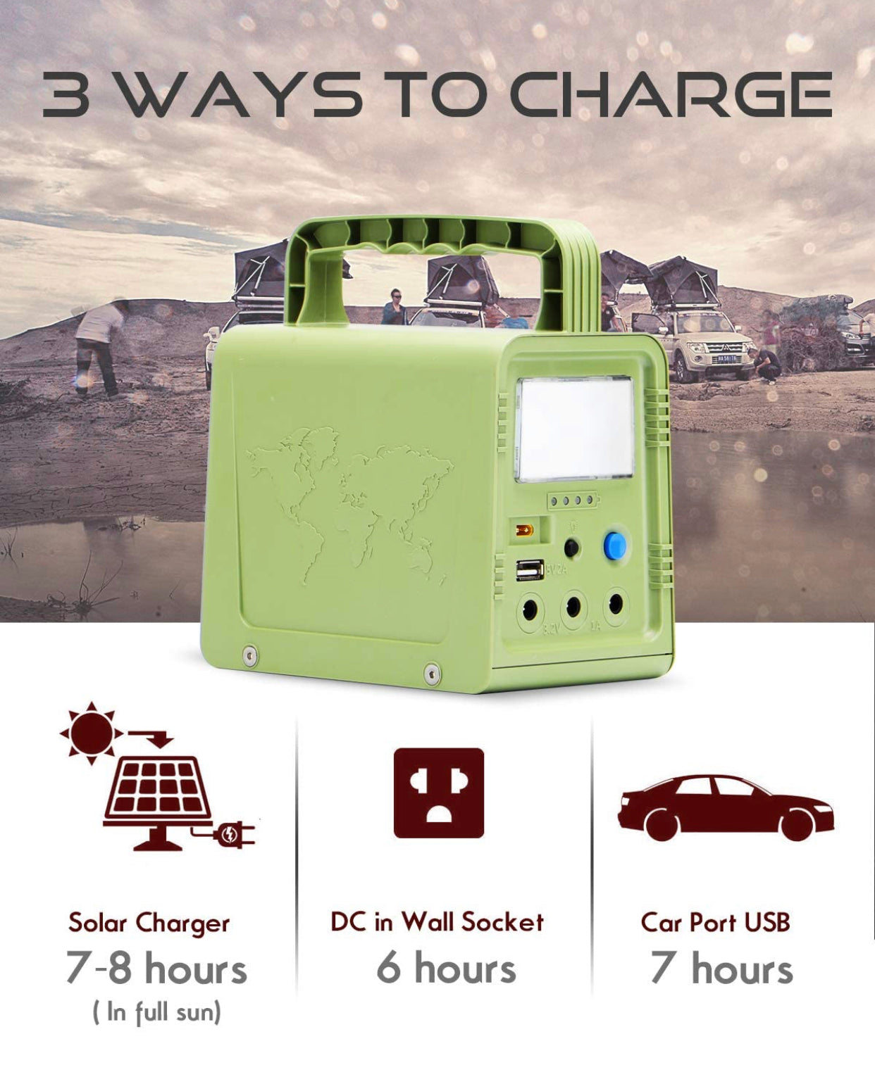 Solar Generator - Portable Power Station for Emergency ,Solar Powered Generator With Panel Including 3 Sets LED Light