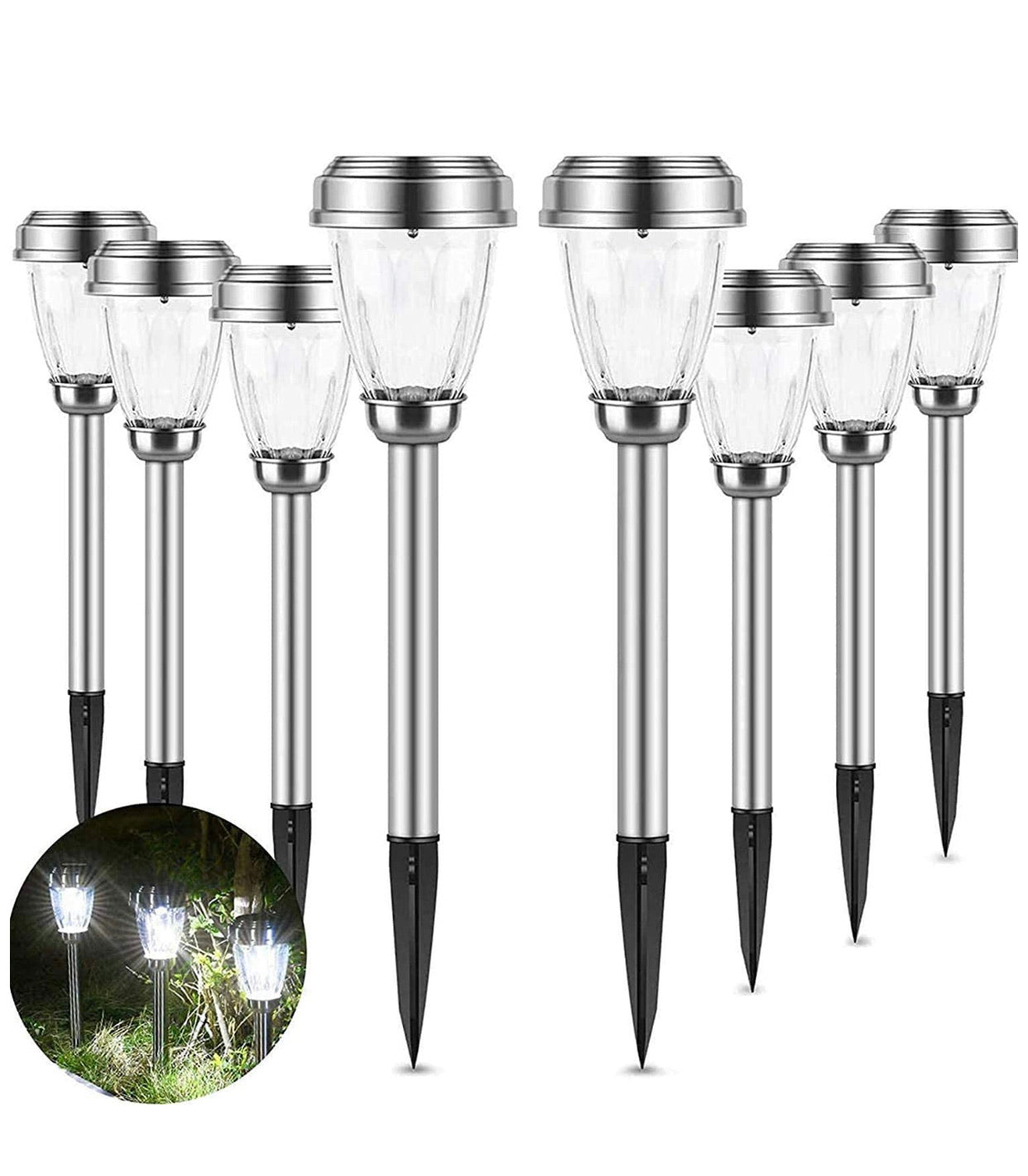 Patriot Lighting Kingston Pathway Solar Lights Stainless Still (12-Pack)