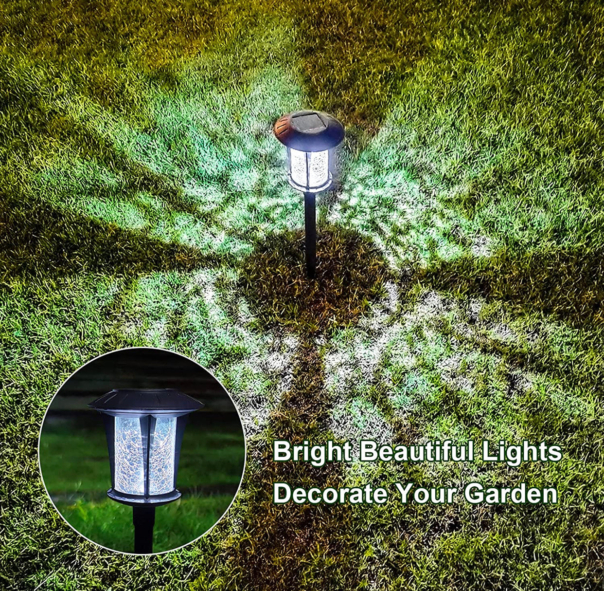 LANSGARINE Solar LED lights Outdoor Garden Stakes(Glass) Waterproof  (12-Pack)