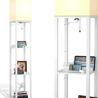 Floor Lamp Charger - Shelf Floor Lamp with USB Charging Ports and Electric Outlet