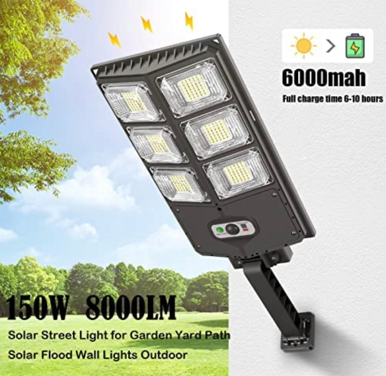 SmartYard 150W Solar Lights Outdoor, 3 Modes Led Solar Wall Light Motion Sensor with Remote Control, 8000LM