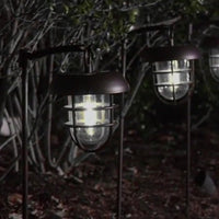 Energizer LED Solar Hanging Lights on Shepherds Hook Metal Pole (Set of 4)