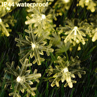 Twinkle Star Solar Snowflake String Lights, 100 LED 32.5 FT Outdoor Christmas Fairy Lights, 8 Lighting Modes & Waterproof