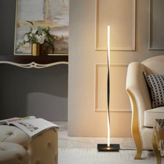 Modern LED Floor Lamp for Living Room Bright Lighting - Get Compliments: Unique, 48" Tall Light for Bedrooms, Offices - Dimmable