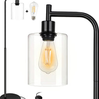 Industrial Floor Lamp, Modern Standing Lamps with Hanging Clear Glass Shade