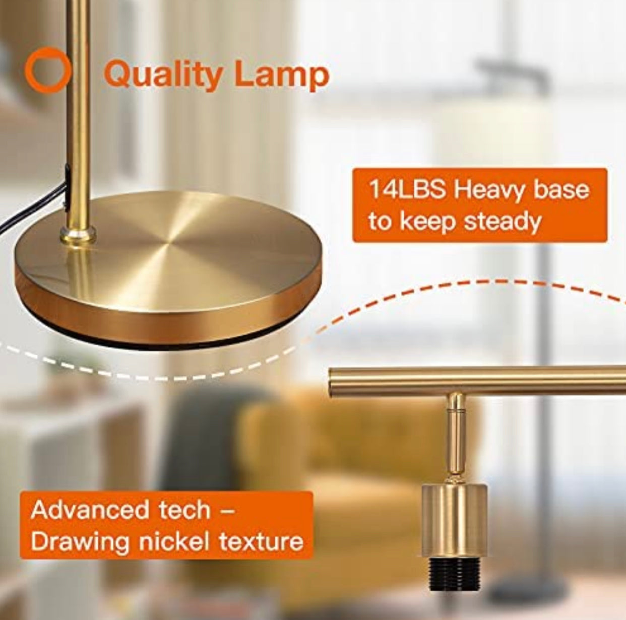 Modern Floor Lamp, Classic Standing Lamp Reading Standing Light for Bedroom Living Room with LED Bulb