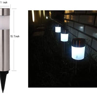 Solar Bollard Lights Outdoor - Stainless Steel Warm White LED 6 Pack