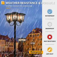 SmartYard Aluminum 74.8“ Outdoor Lamp Post Lights ,3-Head Waterproof Street Lights 60 Lumen