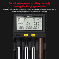 Original MiBOXER Smart Universal 4-Bay Charger, Automatic LCD Display,Fast Charging Rechargeable Li-ion LiFePO4 Ni-MH Ni-Cd AA AAA