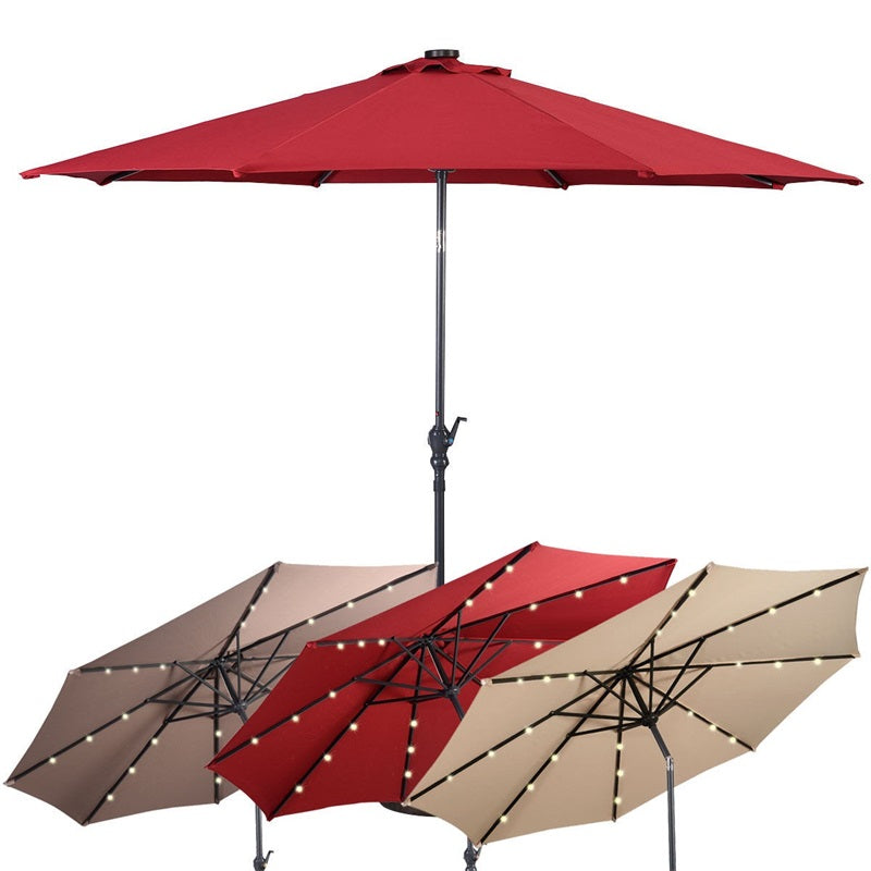 High Quality 10 Ft Patio Solar Umbrella with Crank Solar-powered LED Lights 8 Firm UV Protective Outdoor Patio Beach Umbrella