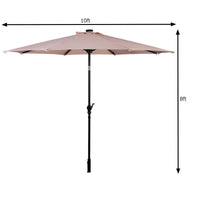 High Quality 10 Ft Patio Solar Umbrella with Crank Solar-powered LED Lights 8 Firm UV Protective Outdoor Patio Beach Umbrella