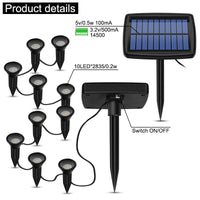 Solar In-Ground Lights 10in1 Solar Garden Light Outdoor Waterproof Landscape Lighting for Yard