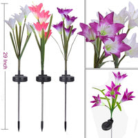 Solar Lily Flower Lights (Pack of 3 = 12 Flowers)