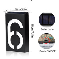 LED House Number Solar Power Digital Hotal Door Wall Solar Light Address Number Sign Lamp Custom Street Number Plaque