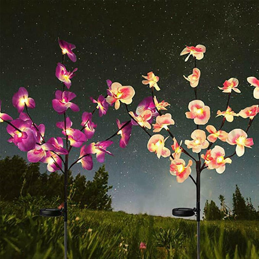 2 Pack 40 Flower Discoloration Solar Orchid Flower Lights