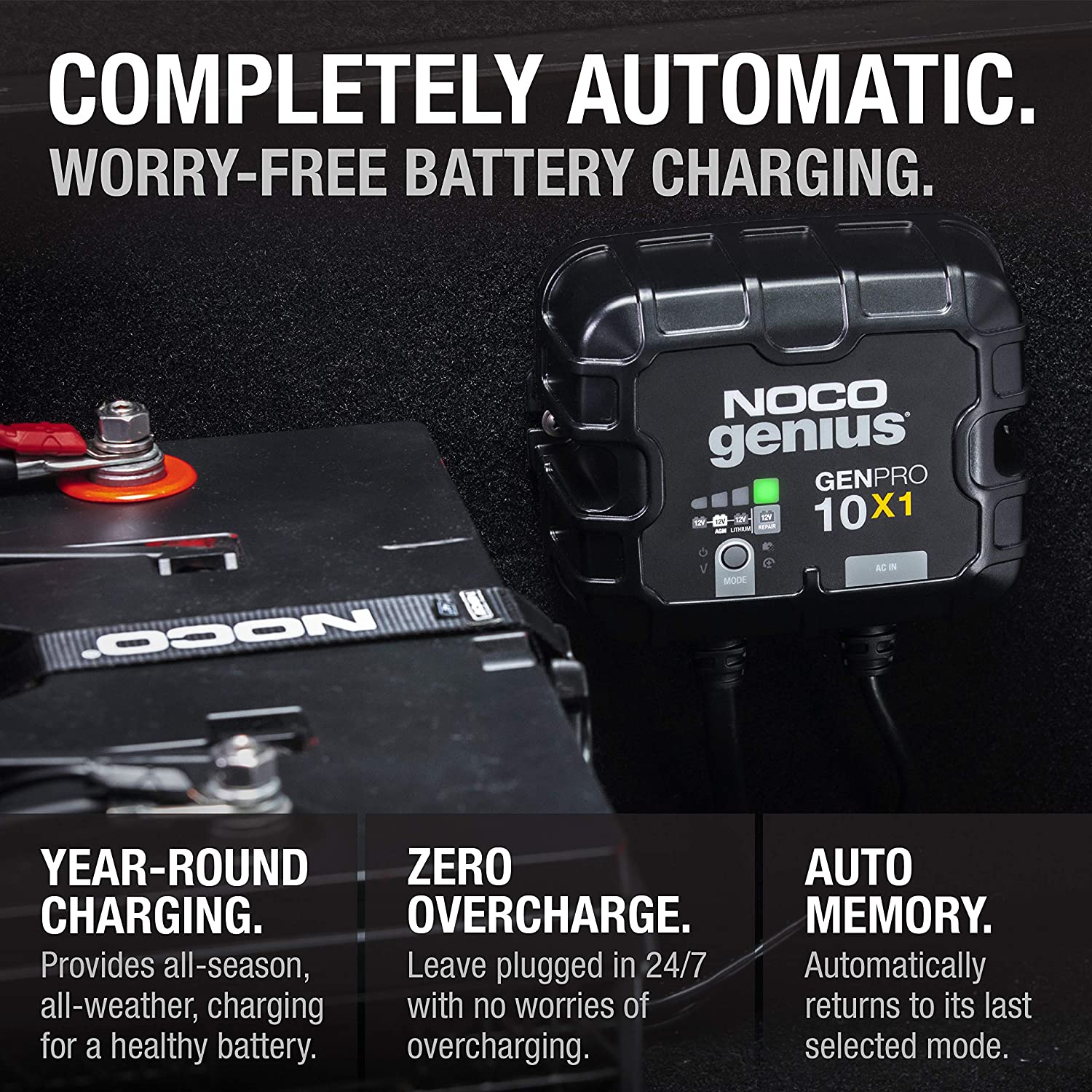 NOCO 10-Amp Battery Charger, Battery Maintainer, and Battery