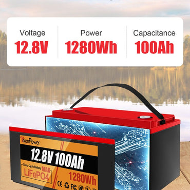 12v 100ah Lithium Battery for Trolling Motor, Rv, Solar Applications, and Deep Cycle Applications