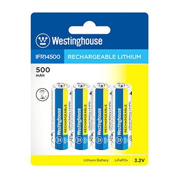 14500 Rechargeable Batteries IFR14500 4 pack Westinghouse Rechargeable AA Battery - Battery World