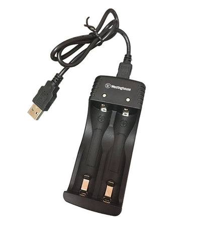 18650 Battery Charger with 2 x Batteries- 2 Slot Charges Standard 18650 batteries - Battery World