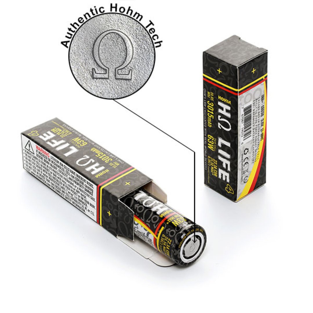 18650 Charger with Batteries 4 x Hohm Life Batteries + 4 Slot 18650 Battery Charger Fits: 18650, 20700, 21700, 26650 - Battery World