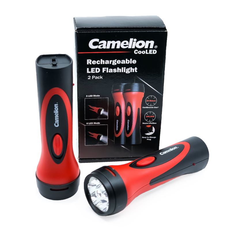 2 Pack Emergency Ready Flashlight - Rechargeable - Battery World