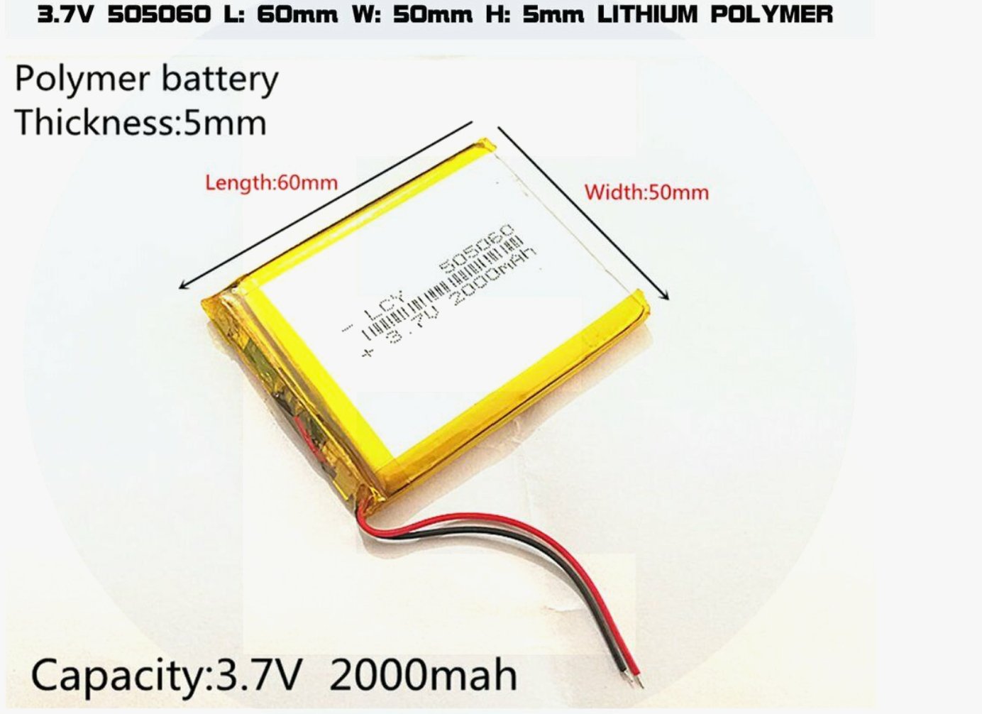 Li-Polymer Battery 3.7V 2000mAh