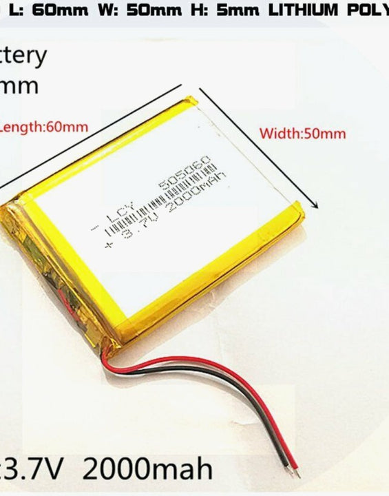 3.7V lipo rechargeable Battery 505060 polymer lithium Li-Po 2000mAh