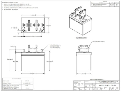 Lifeline GPL 24T Deep Cycle Battery 12v 80ah AGM 800CCA