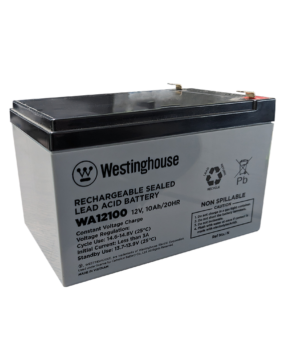 Westinghouse WA12100N-F2, 12V 10Ah F2 Terminal Sealed Lead Acid Rechargeable Battery