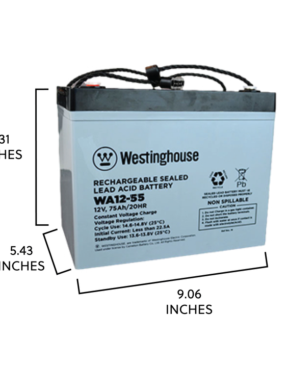 Westinghouse WA12-55N-F11, 12V 55Ah F11 Terminal Sealed Lead Acid Rechargeable Battery