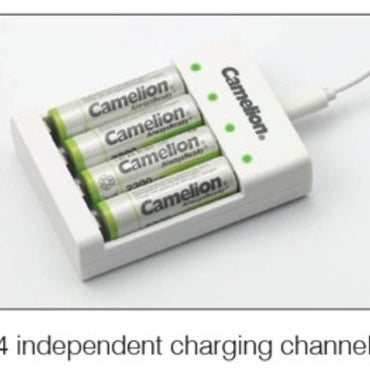 AA and AAA Ni-Mh Camelion Rechargeable Batteries (4aa & 4aaa) + Charger Bundle